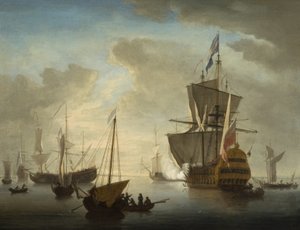 Brittiläinen Man-o-War ampuu tervehdyksen